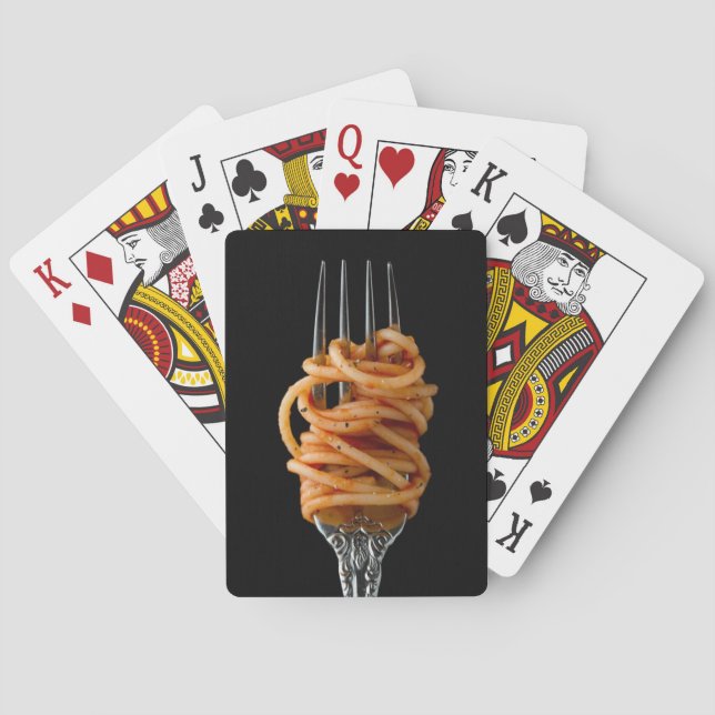 Pasta spun auf einer Gabel, Food Spaghetti Spielkarten (Rückseite)