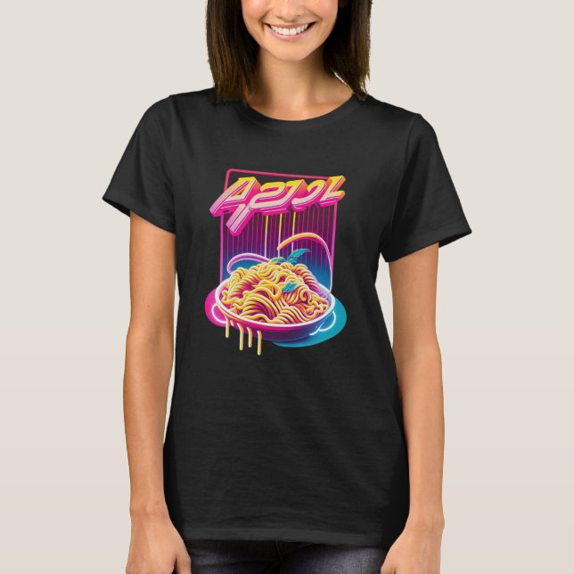 Pasta Synthwave 80er Retrowave Ästhetik T-Shirt (Vorderseite)