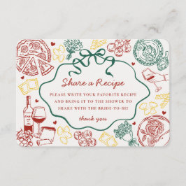 Pasta Thats Amore Italian Bridal Shower Recipe Begleitkarte