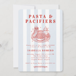 Pasta und Schnuller Baby Shower Einladung 