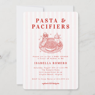 Pasta und Schnuller Baby Shower Einladung 
