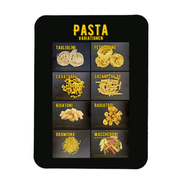 Pasta Variationen Italienisches Restaurant Zutaten Magnet (Vertikal)