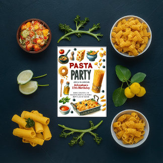 Pasta Watercolor Geburtstagsparty Einladung