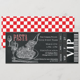 Pasta-Wein-Abend Kreide VIP-Dinnerparty-Ticket Einladung