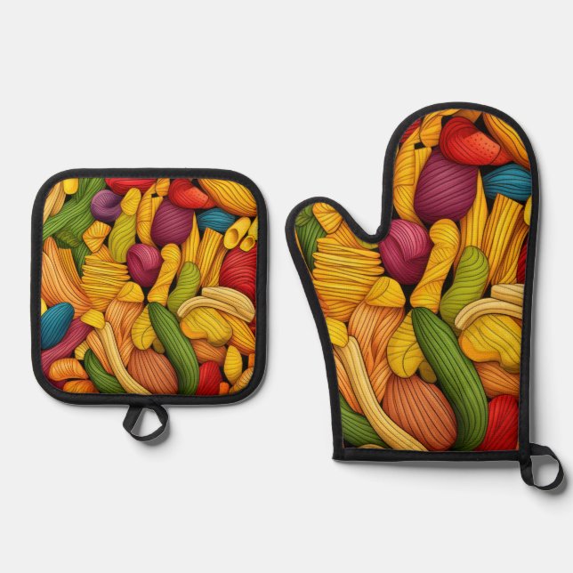 Pastagerichte Ofenhandschuh & Topflappen-Set (Vorderseite)