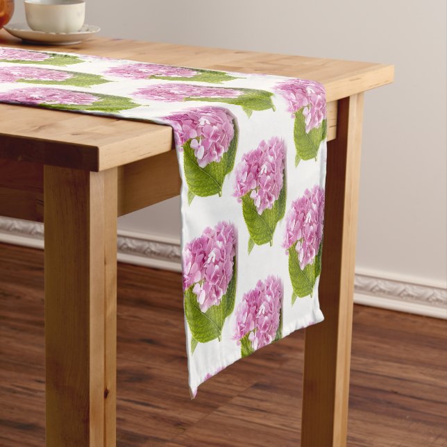 Paste Pink Hydrangea Bloral Print Table Runner Kurzer Tischläufer (Beispiel)