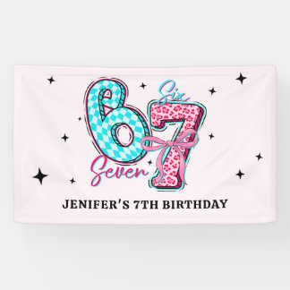 Pastel 67 Six Seven Girl Birthday Party Banner
