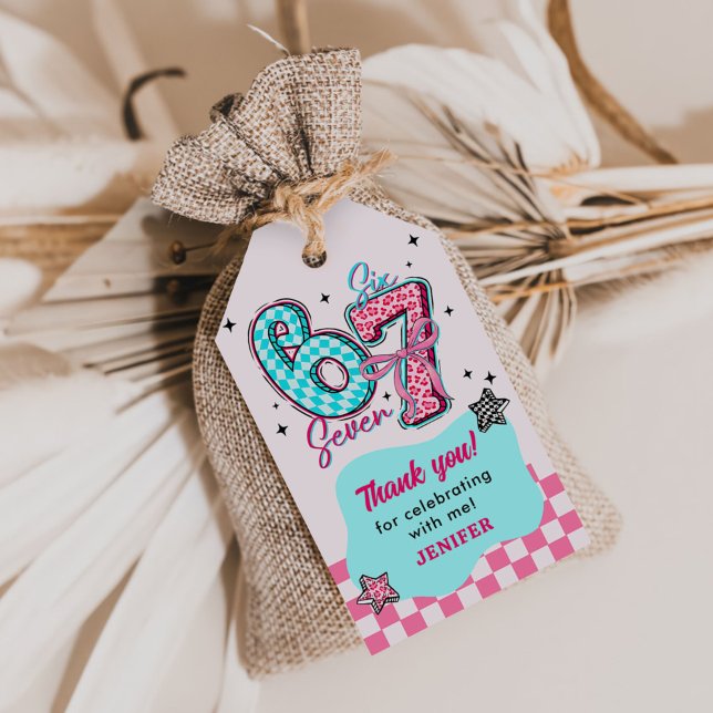 Pastel 67 Six Seven Girl Birthday Party Geschenkanhänger (Von Creator hochgeladen)