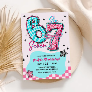 Pastel 67 Six Seven Mädchen-Geburtstagsfeier Einladung