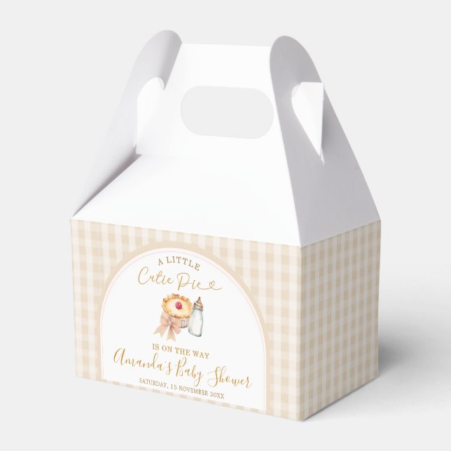 Pastel A Little Süsse Pie Gingham Fall Baby Dusche Geschenkschachtel (Vorderseite)