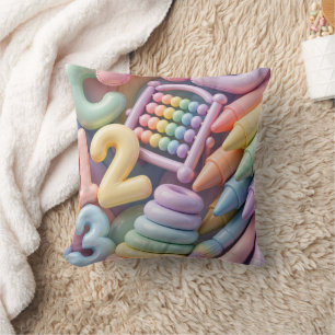 Pastel-ABC-Lern-Flash - Aufgeblasen 3D-Bildung Kissen