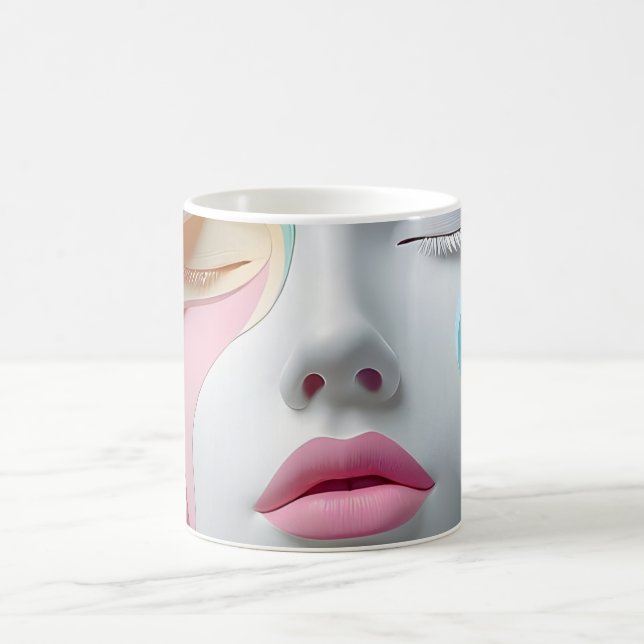 Pastel Abstract 3D Face Art Coffee Mug (Centre)