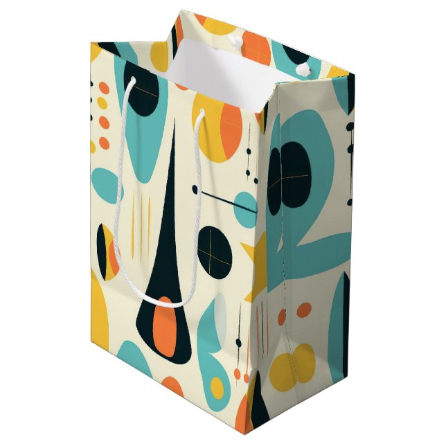 Pastel Abstract Mid-Century Pattern Mittlere Geschenktüte (Vorderseite Schrägansicht)