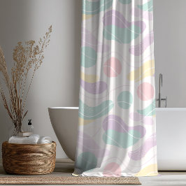 Pastel Abstract Seamless Pattern Waves and Circles Duschvorhang