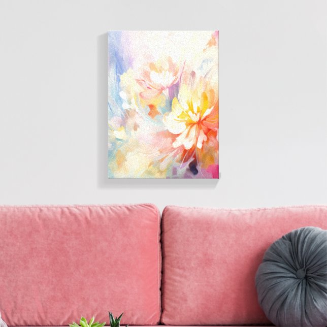 Pastel Abstract Watercolor Floral Leinwanddruck (Insitu (Wohnzimmer))