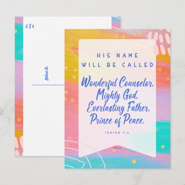 Pastel Abstract Wonderful Counselor Christmas Card Postkarte (Vorne/Hinten)