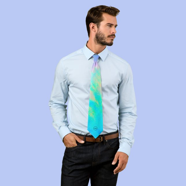 Pastel Abstrait | Cravate masculin Monogram (Créateur téléchargé)