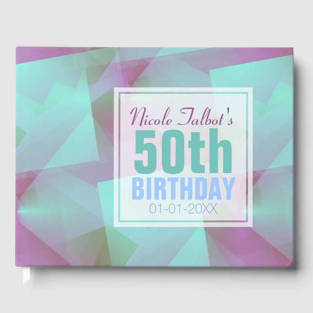 Pastel Abstrait turquoise 50e Anniversaire Livre d (Recto)