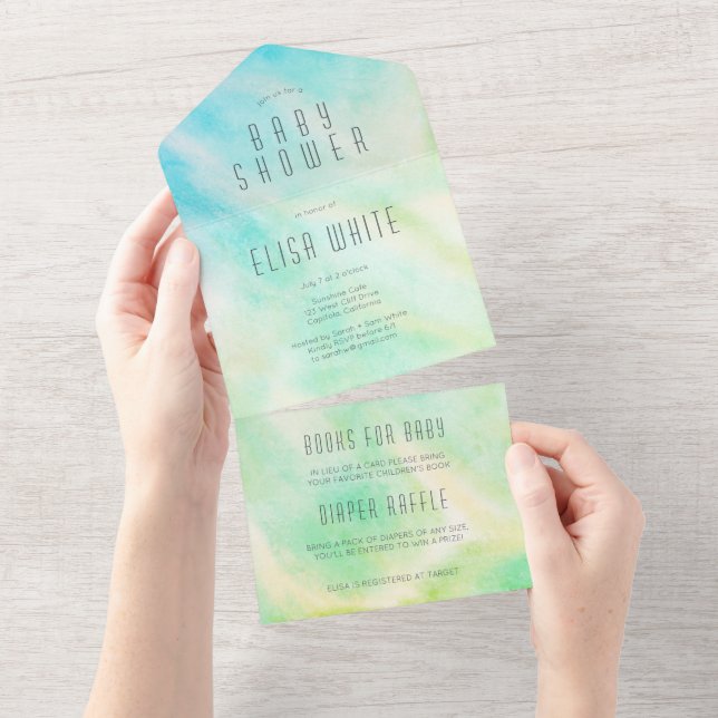 Pastel Abstrakt Elegant Chic CUSTOM BABY SHOWER All In One Einladung (Abreißen)