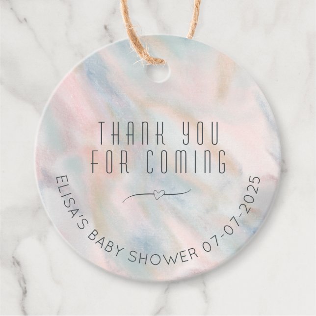Pastel Abstrakt Elegant Chic CUSTOM BABY SHOWER Geschenkanhänger (Vorderseite)