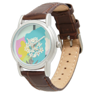 Pastel Abstrakte künstlerische Blumenfarbblöcke Armbanduhr