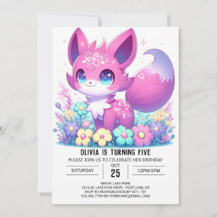 Pastel Adorable Fox Digital Geburtstag Einladung