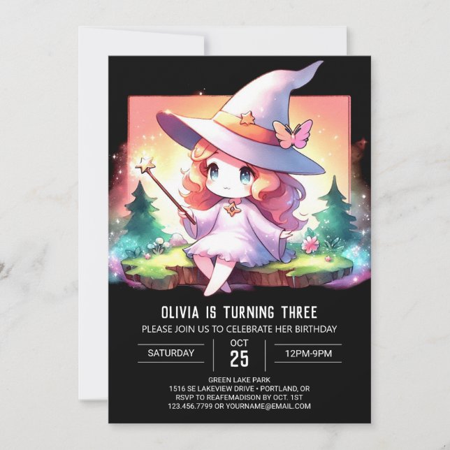 Pastel Adorable Wizard Geburtstag Einladung (Vorderseite)