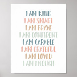 Pastel Affirmations for Kids Nursery Decor Poster