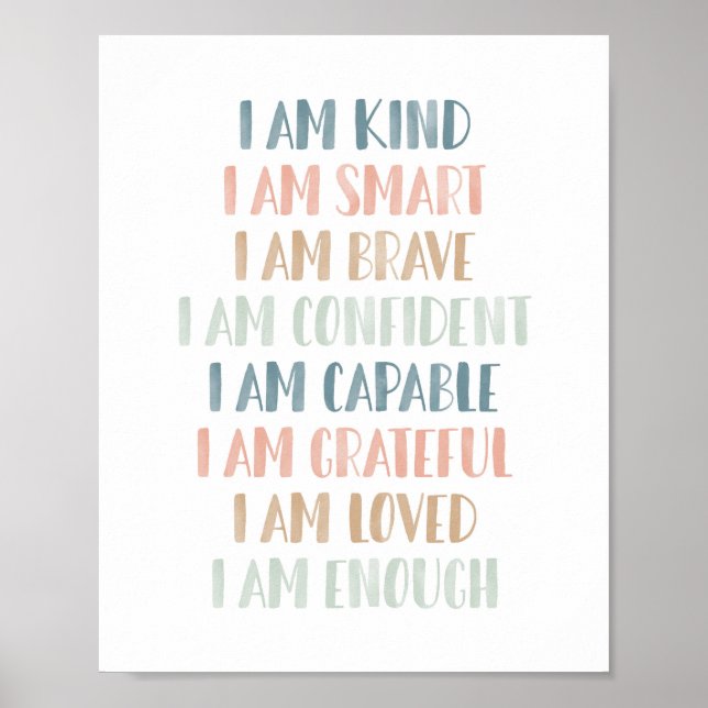 Pastel Affirmations for Kids Nursery Decor Poster (Vorne)