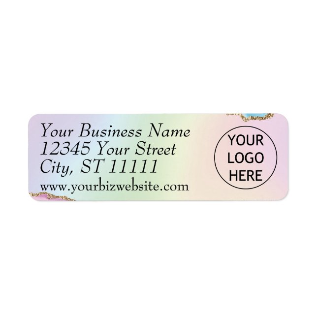 Pastel Agate Gold Glitzer Rücksendeadresse (Vorne)