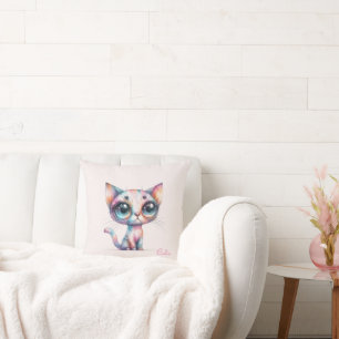 Pastel Alcohol Ink Cat Kissen