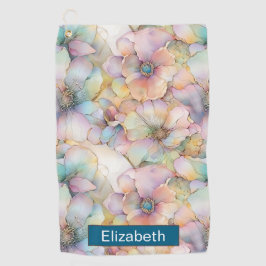 Pastel Alcohol Ink Floral Personalized Golfhandtuch