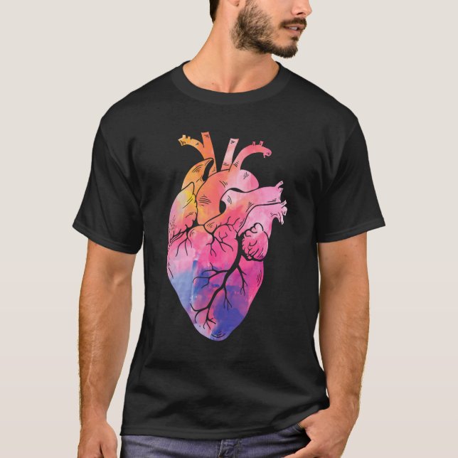Pastel Anatomisches Herz Farbenfrohe Kardiologie T-Shirt (Vorderseite)