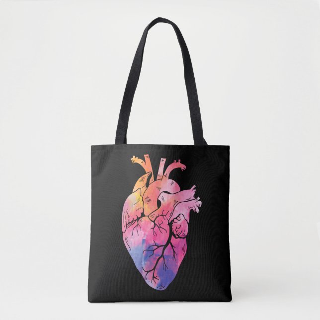 Pastel Anatomisches Herz Farbenfrohe Kardiologie Tasche (Vorderseite)