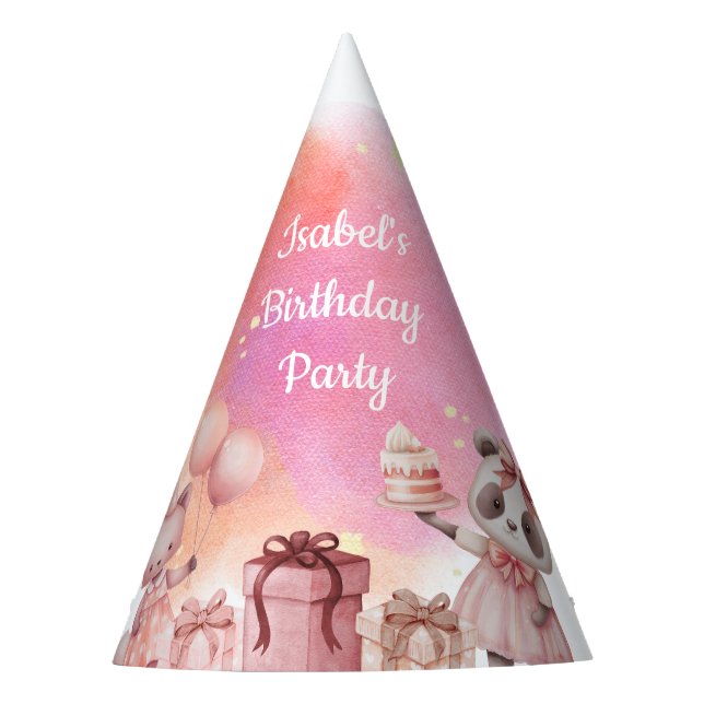 Pastel Animal Birthday Party Hat Partyhütchen (Vorderseite)