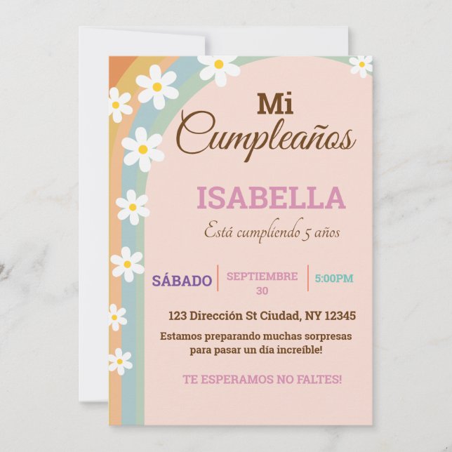 Pastel Anniversaire Deisy Flower Invitation (Devant)