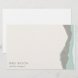 Pastel Aqua Gray Kraft Mountain Wave Torn Edge Briefpapier