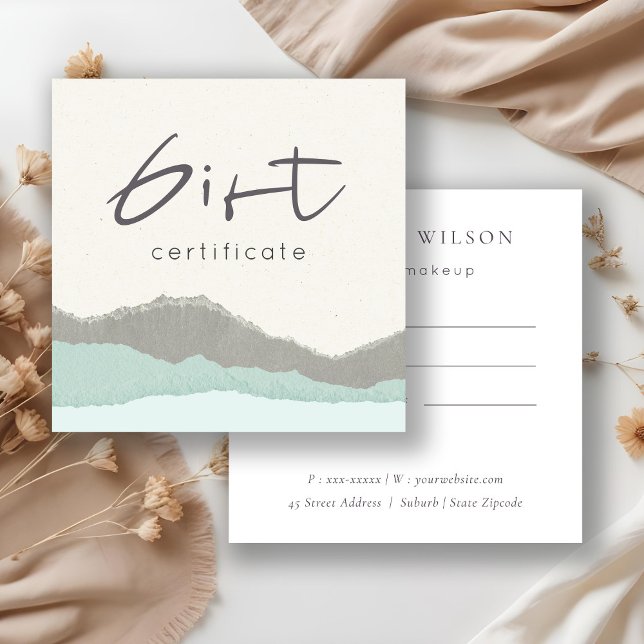Pastel Aqua Grey Kraft Mountain Certificat cadeau (Créateur téléchargé)