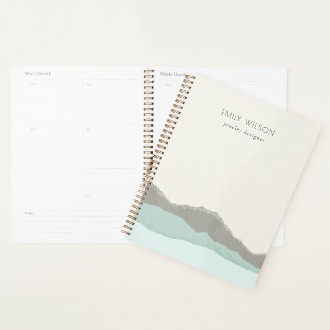 Pastel Aqua Grey Kraft Mountain Wave Tordu Edge (Devant avec enveloppe)