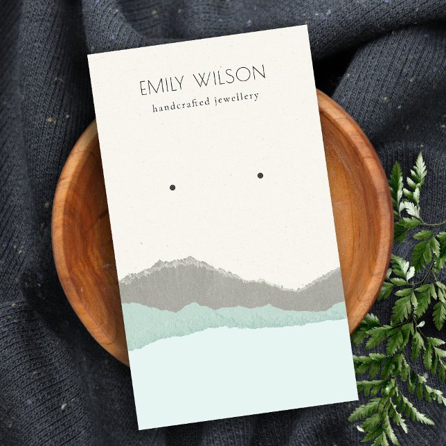 Pastel Aqua Kraft Mountain Wave Earring Display Visitenkarte (Von Creator hochgeladen)