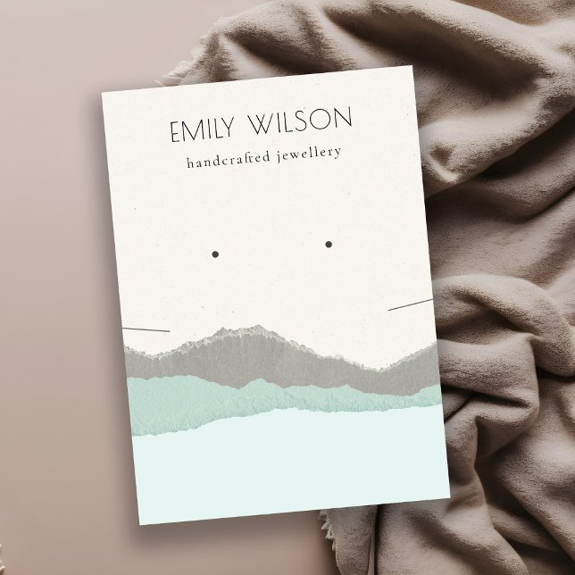 Pastel Aqua Kraft Mountain Wave Earring Necklace Visitenkarte (Von Creator hochgeladen)
