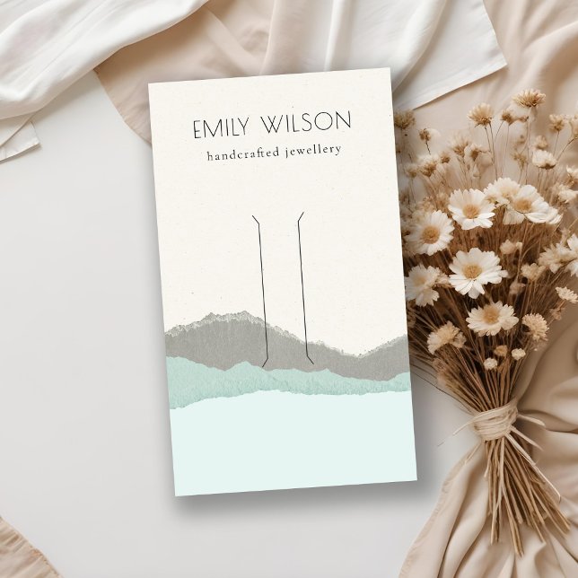 Pastel Aqua Kraft Mountain Wave Hair Clip Display Visitenkarte (Von Creator hochgeladen)