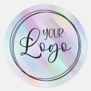 Pastel Aqua Lila Iridescent Colors Logo Runder Aufkleber