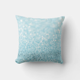 Pastel Aqua Ocean Blauer Glitzer Weißer Delikat Kissen