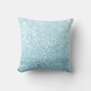 Pastel Aqua Ocean Blauer Glitzer Weißer Delikat Kissen