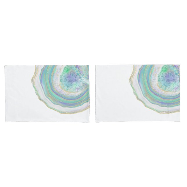 Pastel Aqua und Lila Agate-Muster Kissenbezug (Vorderseite-Set)