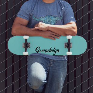 Pastel Aquamarin Calligrafy Name   Klassische Tren Skateboard