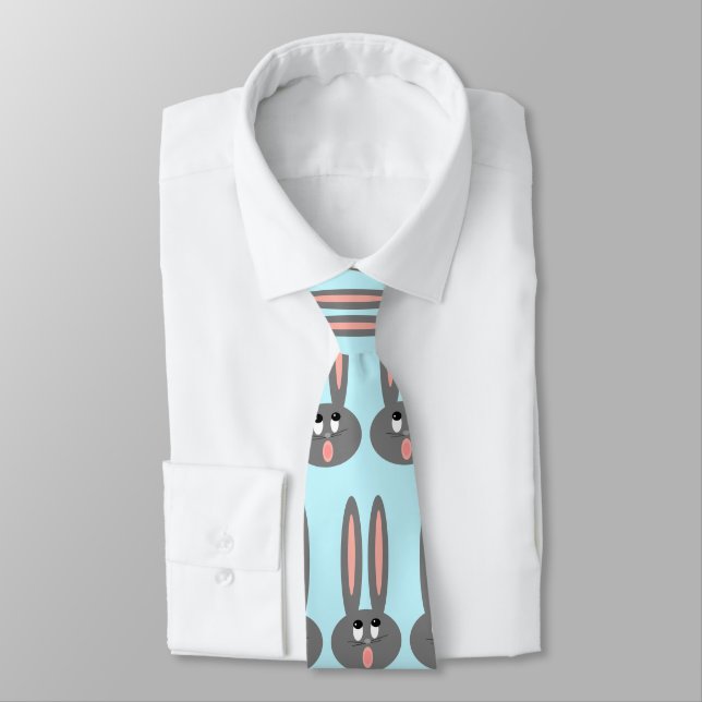 Pastel Aquamarin Gray Ostersonnige Muster Mens Krawatte (Gebunden)