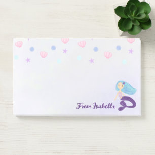 Pastel Aquamarin und Lila Mermaid Princess Post-it Klebezettel