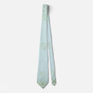 Pastel Aquamarin White Blume Neck Tie Krawatte